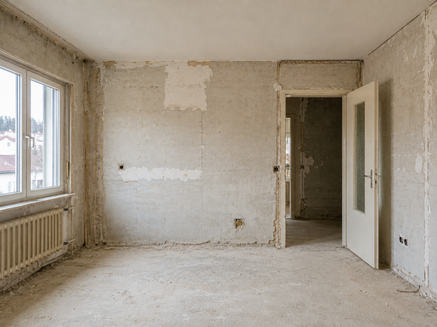 Wohnung nach der Entkernung im Rohbauzustand